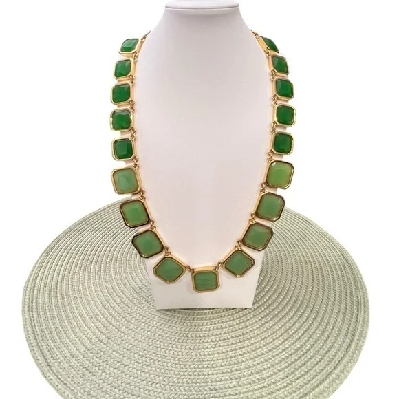 Kate Spade Frame of Mind Necklace Graduated Emerald Green 22-26” Long Party EUC - Picture 15 of 15